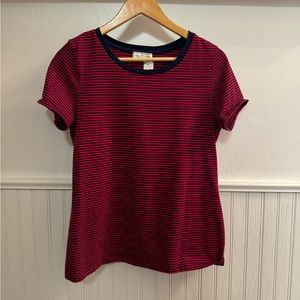 Liz Claiborne organic Cotton striped short sleeve tee medium